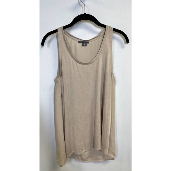 VINCE Essential Sleeveless Jersey Scoop Neck Tank Top Beige Nude Size S - Picture 1 of 6